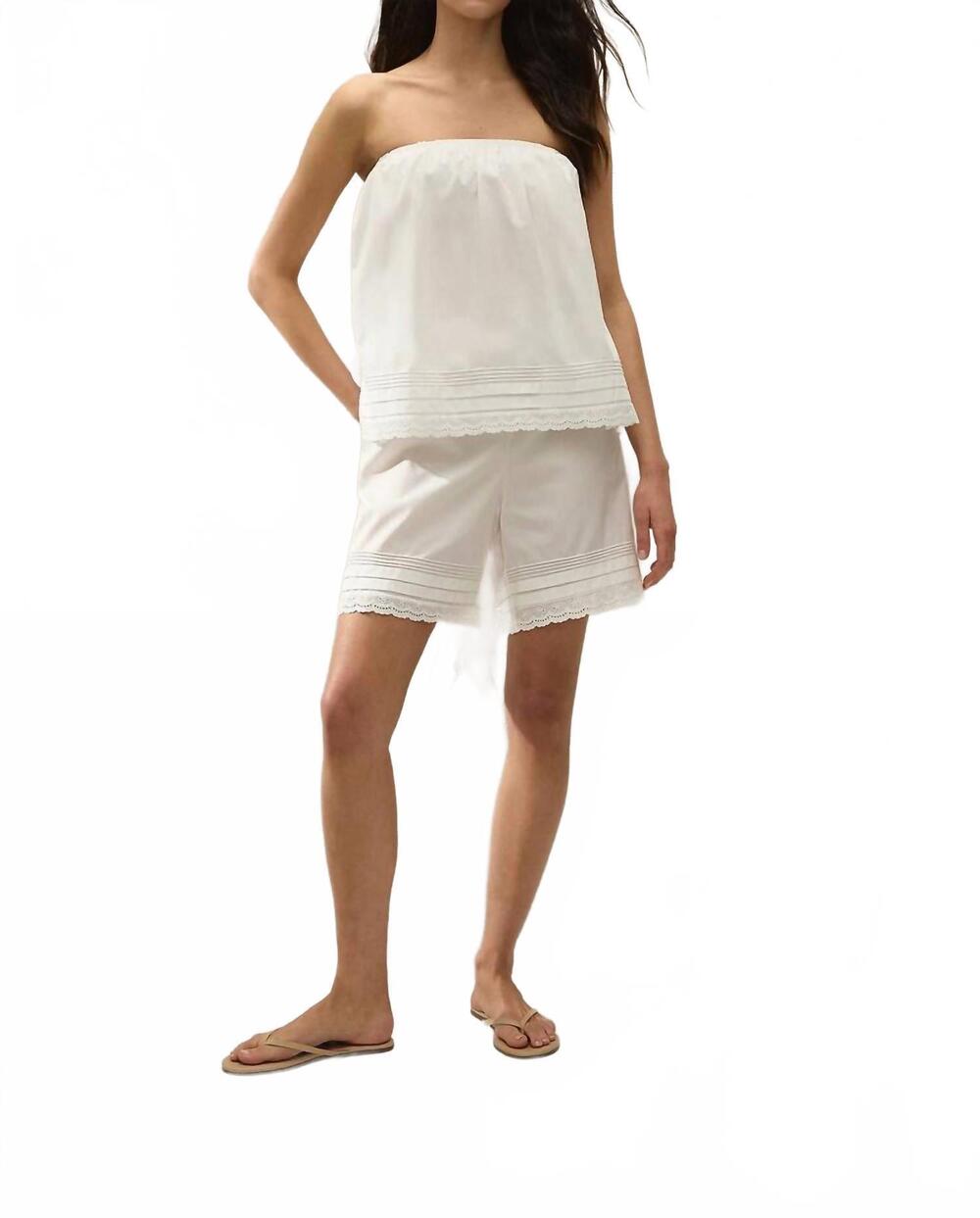 NEW FAITHFULL THE BRAND filomena relaxed short in fiore lace white